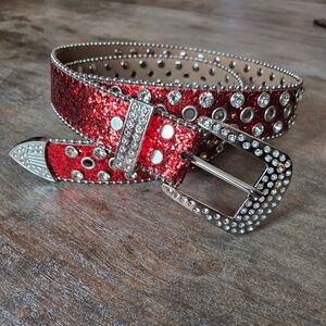 NWT Red western rhinestone belt
